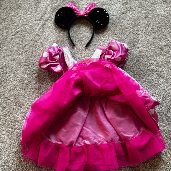 Toddler Minnie Mouse Costume Dress w/ Ears Disney Pink Polka Dot Costume Size 3T - Picture 5 of 9